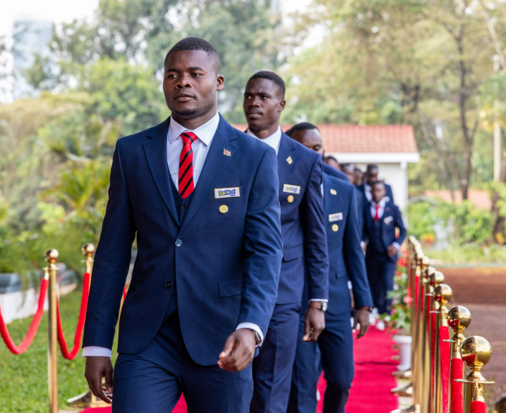Kenya Police FC trooping to State House for breakfast with H.E. President William Ruto following their maiden Kenya Premier League title win. Picture/Police FC