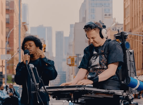 ari@home records a random guy in the streets of New York City. Picture/Instagram