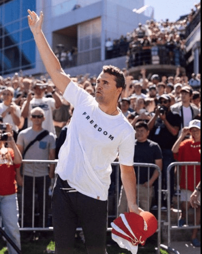 Charlie Kirk moments before he was assassinated at the Utah Valley University (UVU) in Orem, Utah, United States. Picture/Courtesy. Steven Crowder Ramps Up Security Measures Following Charlie Kirk's Assassination