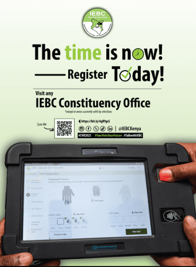 List of IEBC Voter Registration Centers 2025. IEBC voter registration poster. Picture/Courtesy