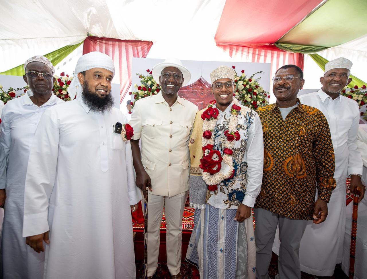 President Ruto pictured with groom Mohammed Noordin Mohamed Y. Haji and top national leaders in Garissa. Picture/Courtesy